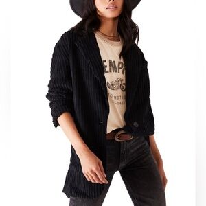 Free People We the Free Everly Corduroy Oversized Black Blazer Size Large